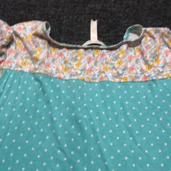 Matilda Jane Free To Be Green Mixed Print Peplum Style Short Sleeve Top Large - Picture 6 of 7